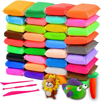 Shami Art And Craft Colourful Modelling Bouncing Magic Clay with Tools for Kids 12 Pcs