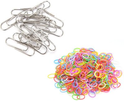 Crafts Haveli Paper Clips Steel Round & Rubber Band Multi Small