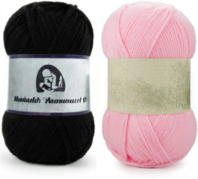 Waaome ® Black And Pink Wool 200 Gram 100x2 Hand Knitting Art Craft Soft Yarn (WA121)