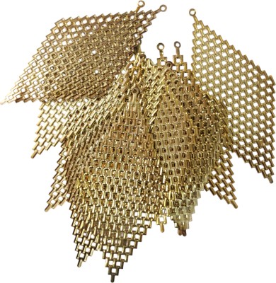 Indian Petals 10cm Antic Golden Metal 3D Cut Jali For Craft, Decor, and Jewelry - 10 Pcs,