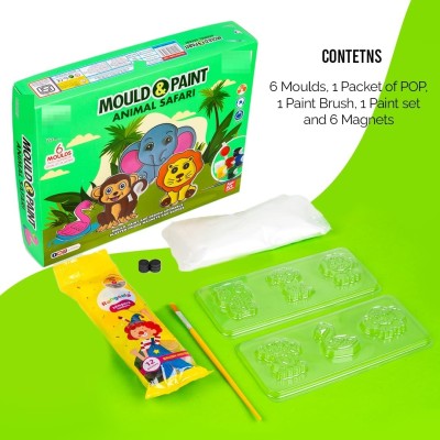 zokato Mould & Paint Animal Safari Themed DIY Kit | Fridge Magnets & Badges