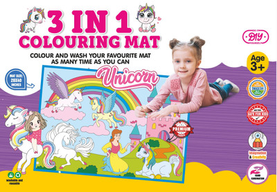SHK Digitrade 3in1 Colouring MAT Big MATS & 12 sketch pen|Unicorn Theme|3+age