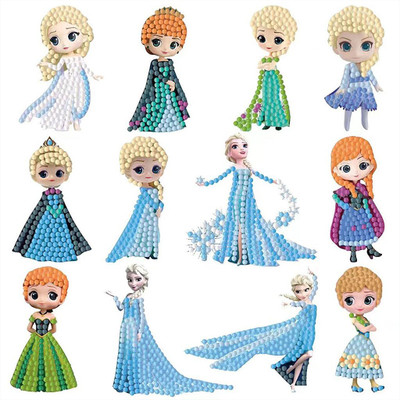 Climberty 8 cm DIY Diamond Painting Stickers Kit 12Pcs Cartoon Elsa Princess Art for Kids Gift Self Adhesive Sticker(Pack of 12)