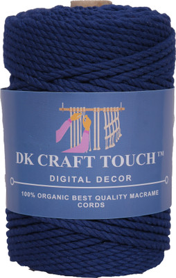 Dk Craft Touch Ink Blue 3 mm (100m) Twisted Macrame Cotton Thread/Cord Roll For Craft Work