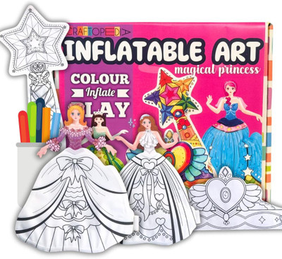 Craftopedia Inflatable Art Kit, DIY Painting Activity Set with Markers, 4 Inflatable Pictur