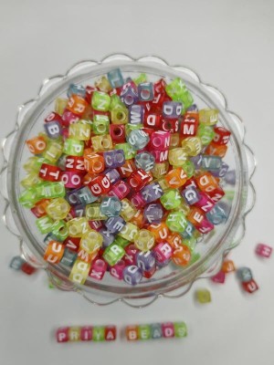 PriyaBeads A-Z Alphabet Square Beads – 6mm Vibrant Acrylic for Jewelry Making