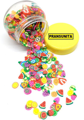 PRANSUNITA 3D Resin Polymer Rubber Mini Charms Shaker Slices – Mix Fruit Design