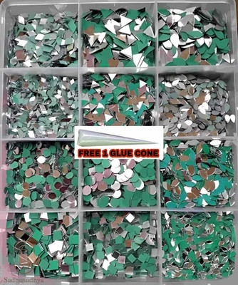 BDRMKH 12 Shape Mirror kit Craft Work (Total-1200PCS, 100 PCS of Each Shape)+ GLUE