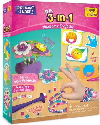 Imagimake 3-in-1 Awesome Craft Kit - Creative Toy & DIY Set For Kids - 5 years and above