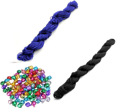 Crafts Haveli Nylon Cord 30 Mtr Knot Macrame Braided String M_1mm Nylon_Blue Black