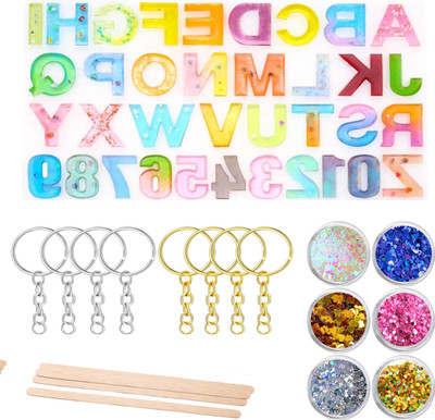 Craftinger Alphabet Mould Resin Art with Keychain