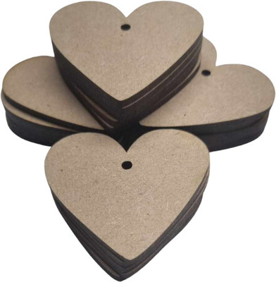 R H lifestyle Heart Shape MDF Board with Hole Small Painting Board DIY Art 20 Pcs 2 Inch