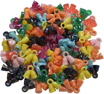 ASIAN HOBBY CRAFTS Plastic Double Bells Beads Loop Hole (50 Pieces)