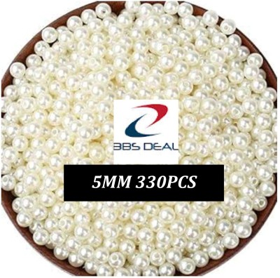 BBS DEAL 5MM 330PCS CREAM PEARL BEADS FOR JWELLERY MAKING .