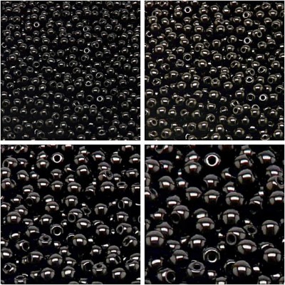 Qroof Set of Glass Round Black Beads 4mm, 5mm, 6mm, 8mm.