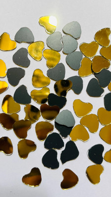 MIRROR GLASS WORLDWIDE FANCY SHAPE GOLDEN MIRROR for art & craft wall derocation 15MM 100GM 280PIECE