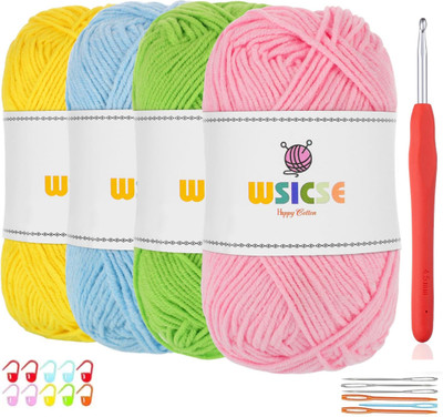 Qroof 4 PCS Crochet Thread for Crochet and Knitting