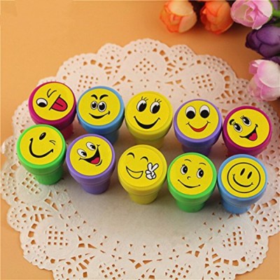 Mytoykid 10 Pieces Assorted Emoji Self-Ink Stamps for Kids