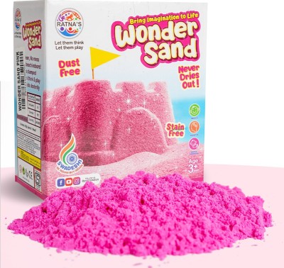 RATNA'S Wonder Sand 500 grams Pink colour.Smooth & Soft sand for kids for hours of sand play,with 1 Big mould inside.