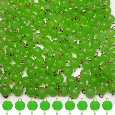 INDIKONB 8mm Green Glass Beads for Jewelry & Embroidery Crafts