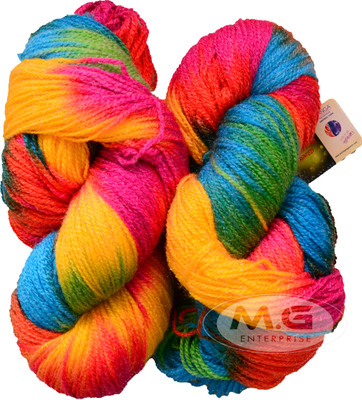 M.G Enterprise Glow Knitting Yarn Wool Rainbow 80 gms Woolen Crochet Yarn