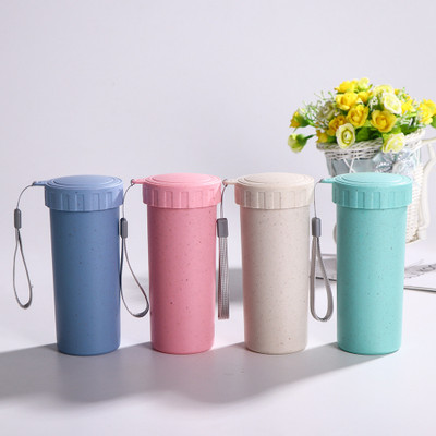 HASTHIP Eco-Friendly Unbreakable 330ml Wheat Straw Sipper Set for Gym Office and Outdoor
