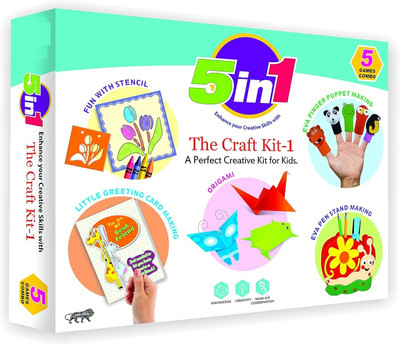 zokato 5 in 1 Craft KIT for Kids Combo of Greeting Card Making,EVA Finger Puppet