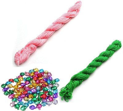 Crafts Haveli Nylon Cord 30 Mtr Knot Macrame Braided String M_1mm Nylon_Baby Pink Green