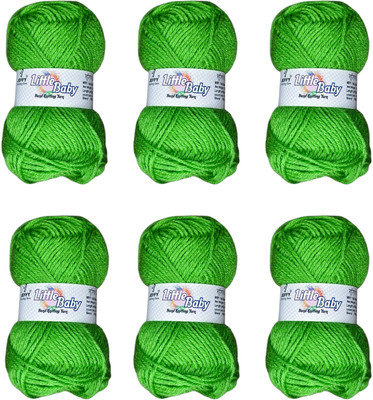 JEFFY Yarn Wool Balls (1 Ball / 20 Grams)(Lime Green Shade no -25, 120 Grams (6pcs)