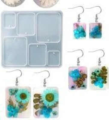 BanteyBanatey Rectangle Shape 6 Cavity Mould Resin Art Silicone Casting Mold Pendent Epoxy