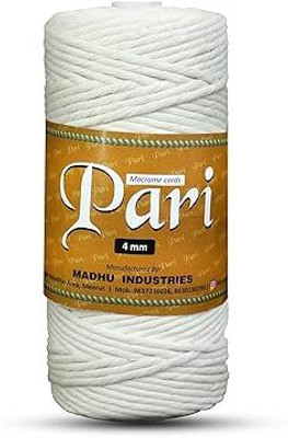 Macrame Cords Pari Dori Thread | 4mm Single Strand | Off White | 150 Metres | 1kg Spool