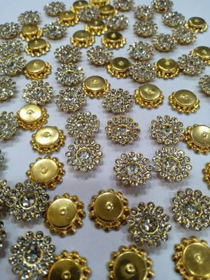 Zilzon Round Shape Silver Colour Diamond Ring Glass Stone Pack Of 50pcs Size 14mm