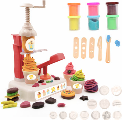 Aditi Toys Play Dough IceCream Maker Set Includes 6 Color Dough Tubes Each 50g