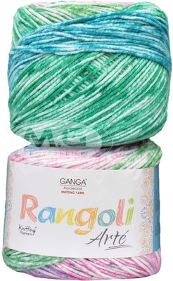 M.G Enterprise GAN GA Rangoli Arte Multi Teal 600 gmsWool Ball Hand knitting wool O Art-AEHE