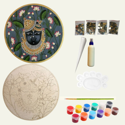decordial shrinathji lippan art kit with art kit colour and decorative gold mirrors