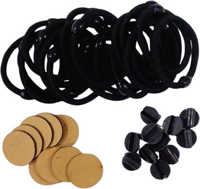 BharatSS Combo Pack of Hair Band 20 nos, Hair Band Attacher 20 Pcs, 1 inch MDF 20 Pcs
