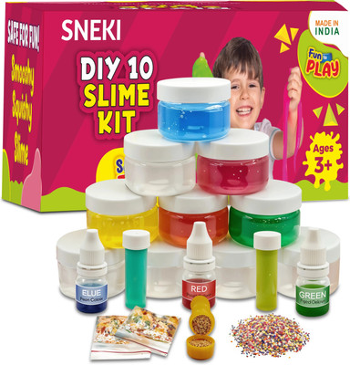 sneki Pack of 10 DIY Multicolor Slime jelly putty clay toys kit set for kids boy girls