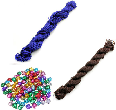 Crafts Haveli Nylon Cord 30 Mtr Knot Macrame Braided String M_1mm Nylon_Blue Brown
