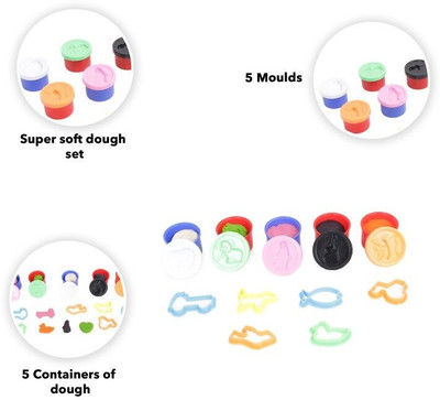 zokato Magic Dough Clay Set 5In1 With Animal Mould Shapes