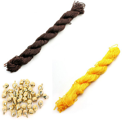 Crafts Haveli Nylon Cord 30 Mtr Knot Macrame Braided String 1mm Nylon_Brown Yellow