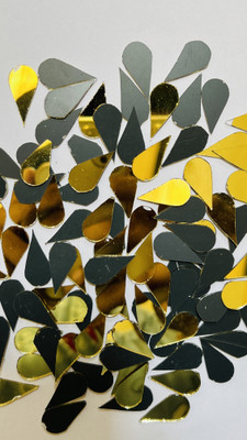 MAHANT ALMOND SHAPE GOLDEN MIRROR FOR LIPPAN ART 12MM 50GM 125PIECE
