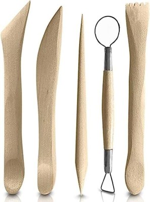 URBAN BOX 5PC Wood Craft Clay Modeling Tool Carving and Sculpting for Ceramics Pottery