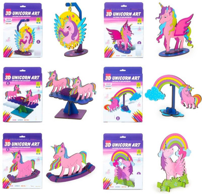 zokato 3D Unicorn Art Hanging Wooden DIY Paint Your Own Unicorn Painting Kit