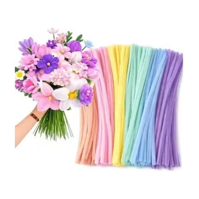 KHUSHA CREATIONS Pack of 100 Pastel pipe cleaner Set for Artificial Flower Making DIY