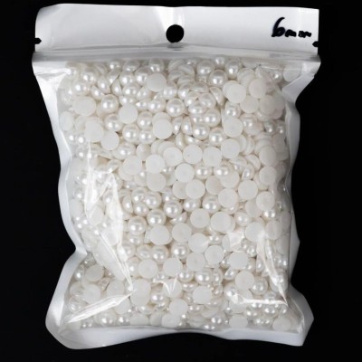 Satyam Kraft 6 mm(1200) white Half-moti Or Pearls for Craft,Neckless, Nail decor