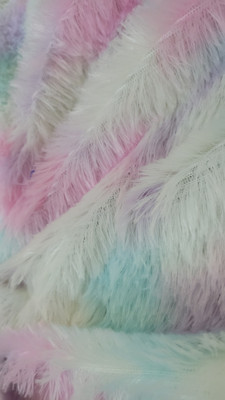 yo comfort 1M Unstitched Soft & Thin White Multicolor Faux Fur Fabric.