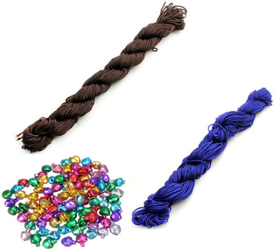 Crafts Haveli Nylon Cord 30 Mtr Knot Macrame Braided String M_1mm Nylon_Brown Blue
