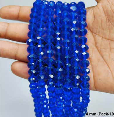 PriyaBeads Blue Transparent 4mm|16 inches with 140-150Beads Per String(Pack of 10)