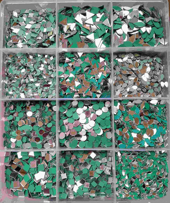 NJK 12 Shape Mirror for jwellery makeing,(1200 pieces 100 pieces of each shape)
