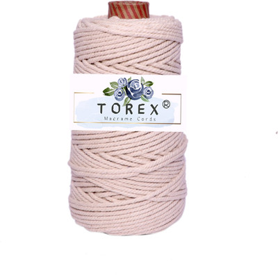 TOREX 3ply Twisted Cotton Macrame Thread/Rope (150 Meter, 350gram, 3mm) Light Beige